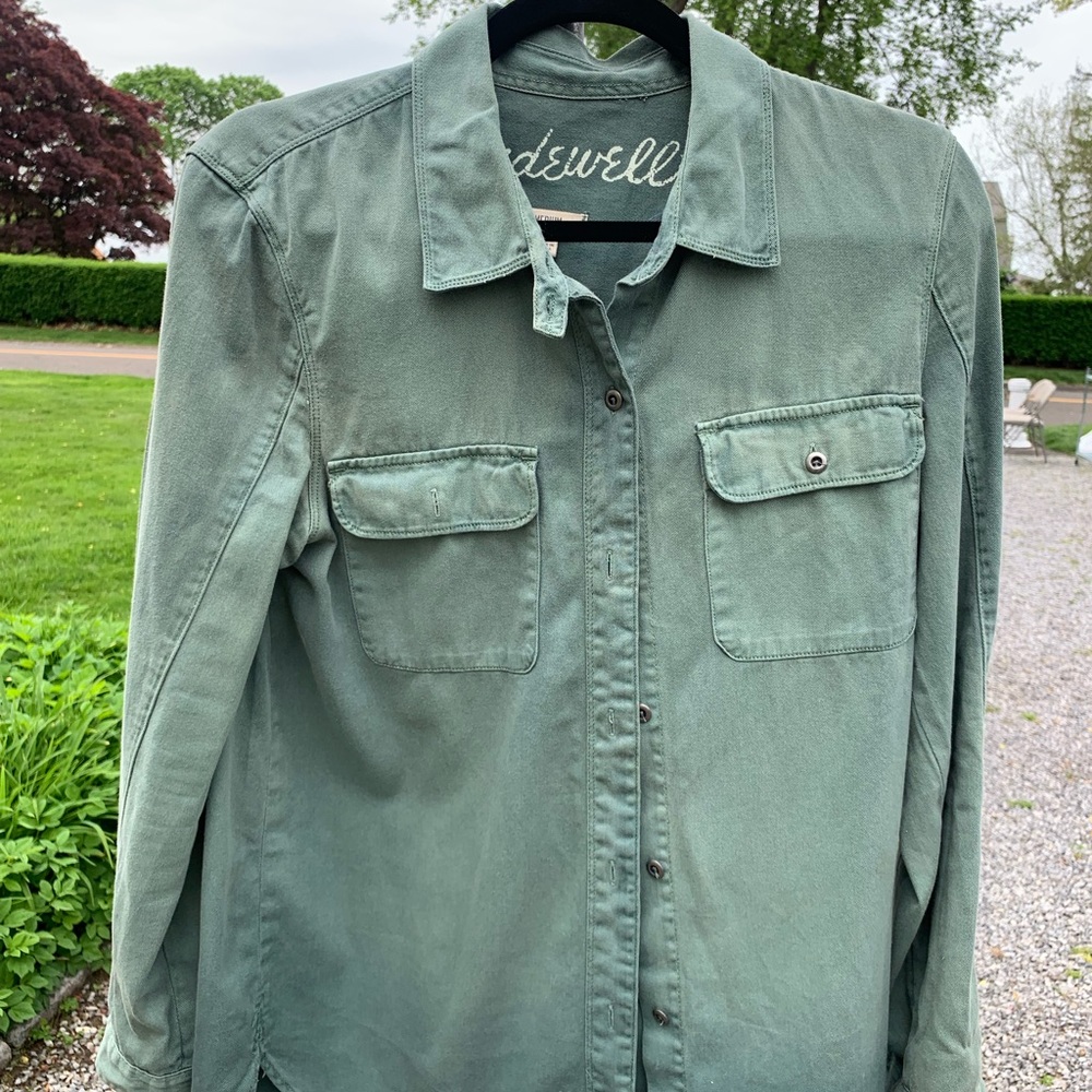 Army Green Button Up Long Sleeve Madewell Shirt